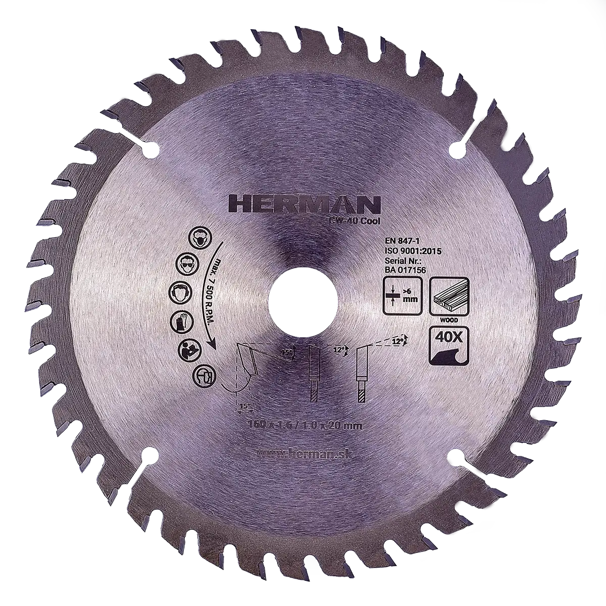 Fűrészlap körfűrészbe HERMAN CW-40 Cool Fa vágására 6mm-ig