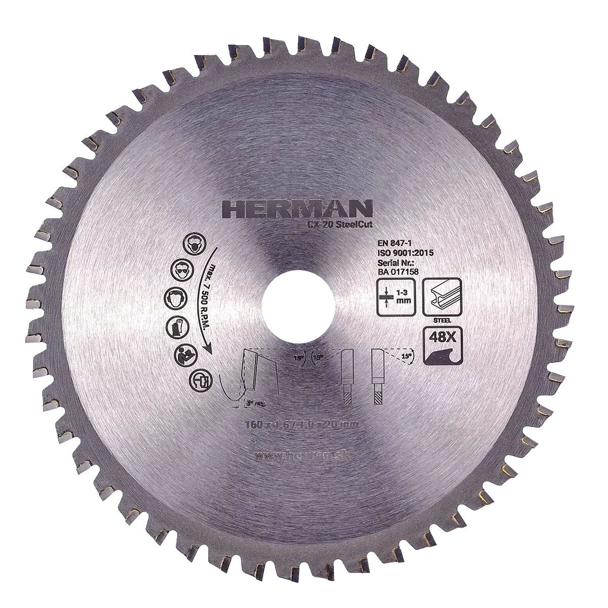 Fűrészlap körfűrészbe HERMAN CX-20 SteelCut Acél 1 - 3mm